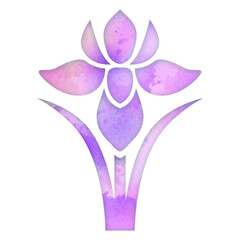 菖蒲　5月の花　6月の花　水彩画タッチ　デザインアイコン　優しい　エコロジー　シンボル　スタンプ