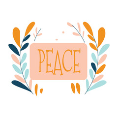 Fototapeta premium Peace in Romantic Pink Floral Flower Leaves Frame Background