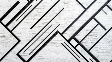 A clean, minimalist and bold black lines forming intricate geometric patterns on a textured white surface