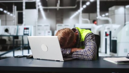 Bored Man Sleeping At Work