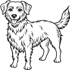 Fototapeta premium black dog line art vector illustration silhouette, Print