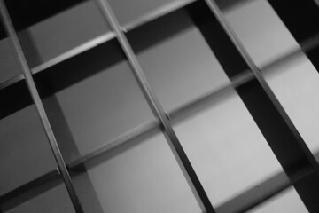 Geometric Abstract Patterns with Black Grids in Monochrome Tone