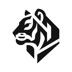 minimalist and modern tiger head logo geometric style 
