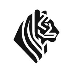 minimalist and modern tiger head logo geometric style 