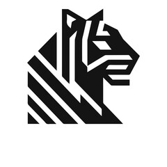 minimalist and modern tiger head logo geometric style 