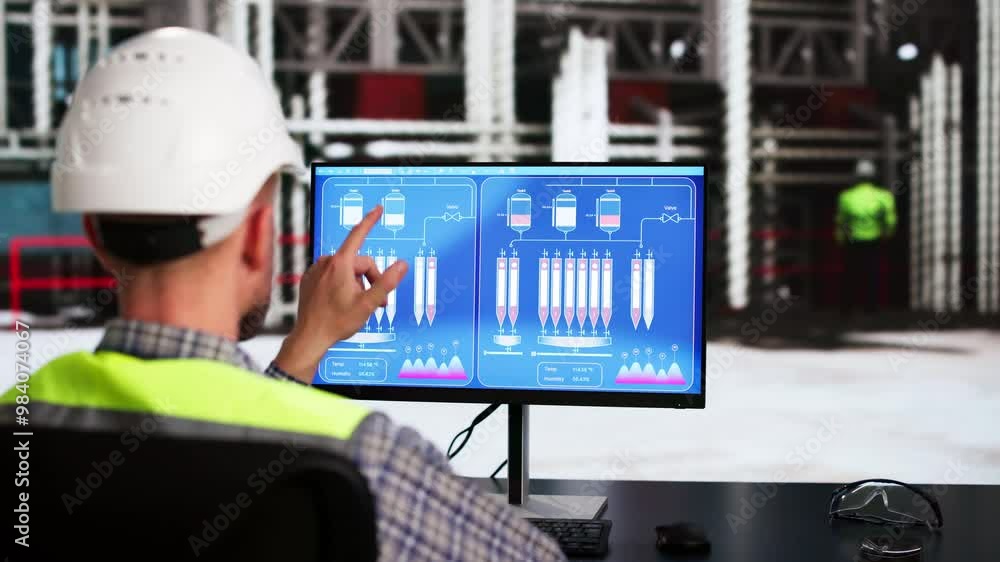Leinwandbilder operator and engineer monitor scada system