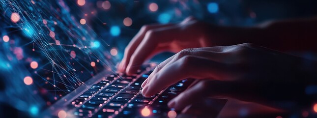 Network administrator implementing MPLS-TE protocols in server room data center digital technology IT infrastructure concept banner