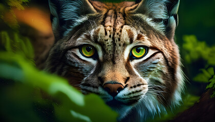 Obraz premium Ojos y mirada de la naturaleza, Lince, Lynx. Animales, fauna, planeta Tierra, biodiversidad, Ecosistema