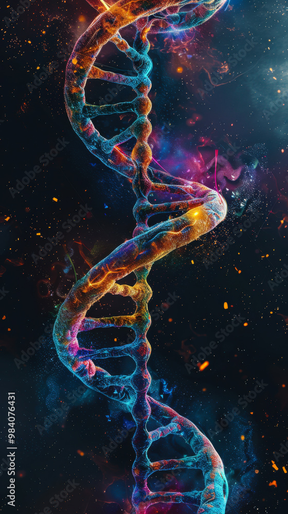 Aufkleber abstract background of genetic code, inside with dna double helix. structural ladder structure with 