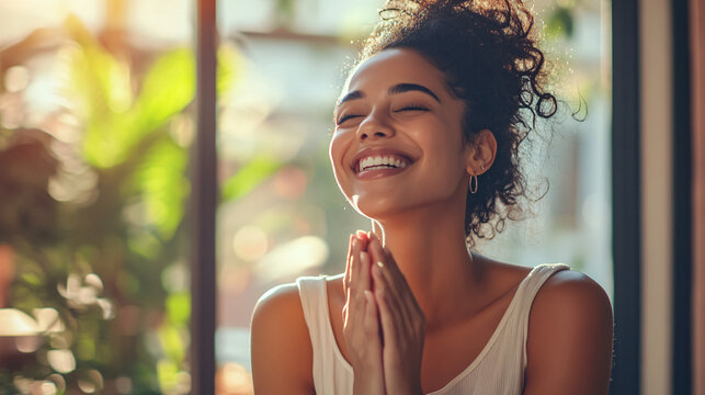 A visual of a person receiving a heartfelt compliment and reacting with joy and gratitude.