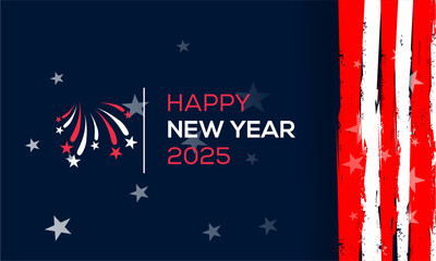 happy new year 2025 with US flag  , vektor background banner 