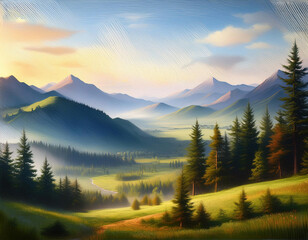 Obraz premium Artistic Natural Landscape Background with Serene Scenery