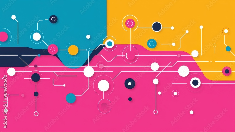 Poster dive into a fun and vibrant digital world of data where abstract shapes tell a story in playful cart