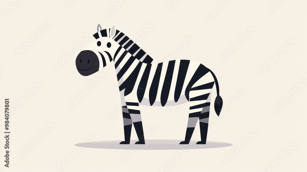 Poster explore a chic zebra design with vibrant stripes and playful textures in a modern vector art style. 