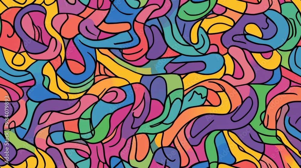 Aufkleber explore a vibrant realm of doodles infused with abstract art, where colors and patterns create a del
