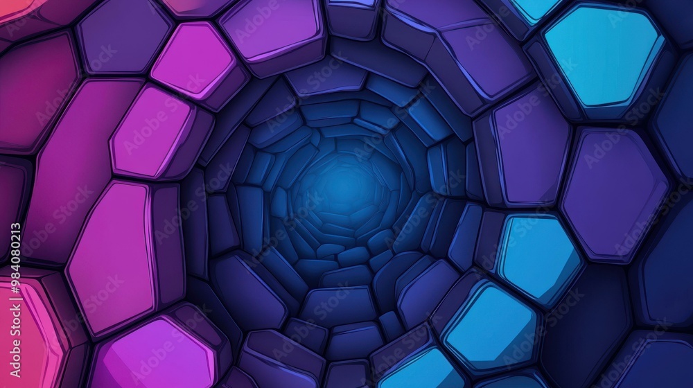 Aufkleber discover a vibrant abstract corridor alive with hexagonal patterns, merging tech and art in captivat