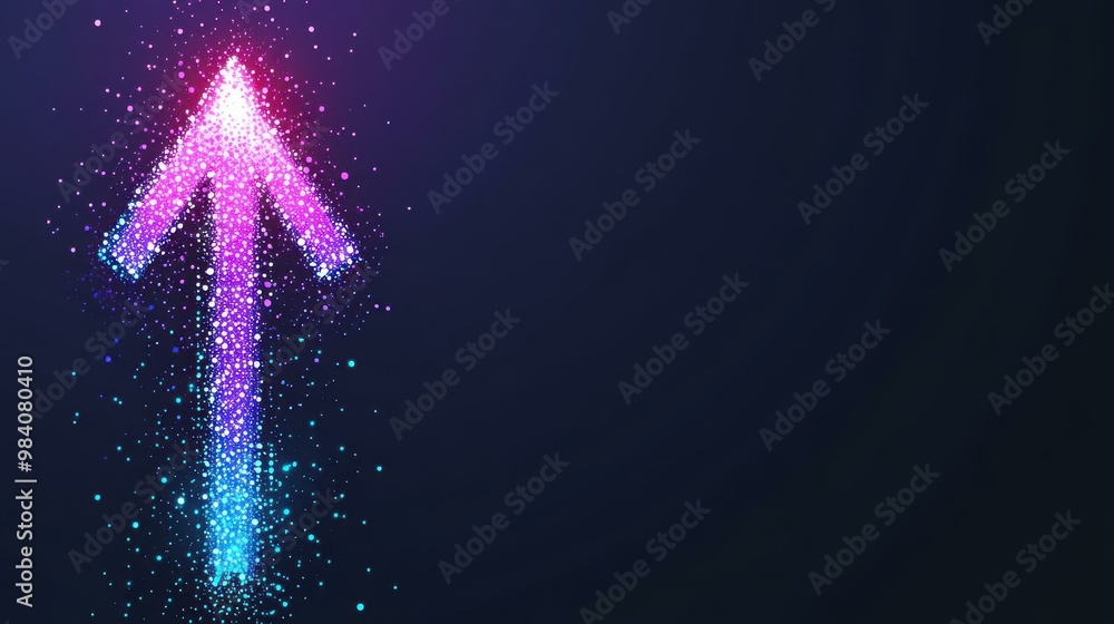 Poster a dynamic flat design showcases a bright arrow on a dark grid, symbolizing growth and advancement in