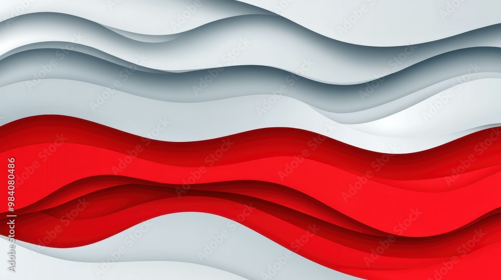 Poster experience a striking flat illustration that fuses red and silver, featuring a unique geometric desi