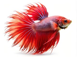 Fototapeta premium Colorful Siamese Fighting Betta Fish with Beautiful Silk Tail Isolated on White Background
