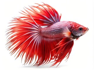 Fototapeta premium Colorful Siamese Fighting Betta Fish with Beautiful Silk Tail Isolated on White Background