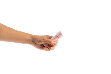 Electric LED torch flashlight in hand isolated on a transparent background 