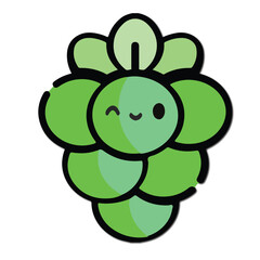 Green grapes icon vector flat illustration