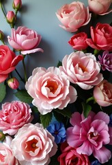 pink and white roses