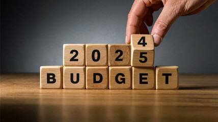 2025 Budget Planning with Wooden Blocks