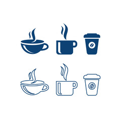 Coffee Cup Set Icon Logo vector. Hot Cup Icon