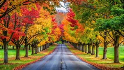Obraz premium Autumn driveway with colorful trees