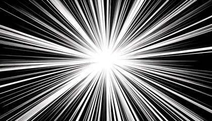 Abstract black and white radial lines pattern background.
