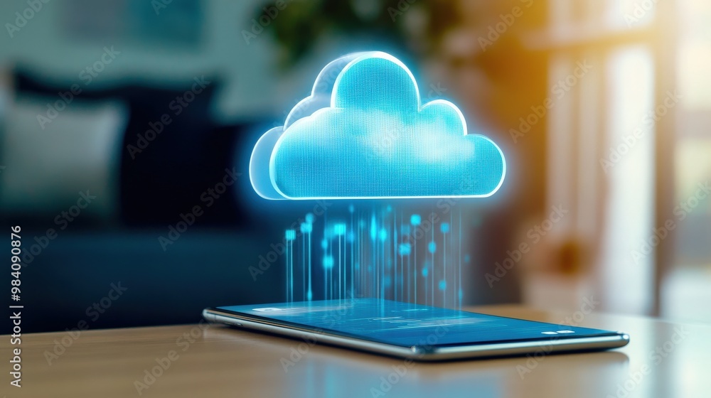 Aufkleber a tablet with a cloud computing on it