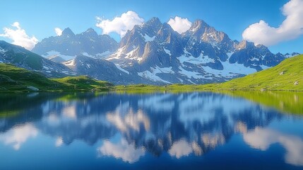 Majestic Mountain Reflections on Calm Lake Water