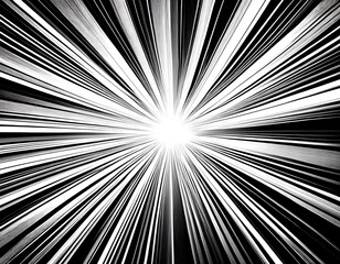 Abstract black and white radial lines pattern background.
