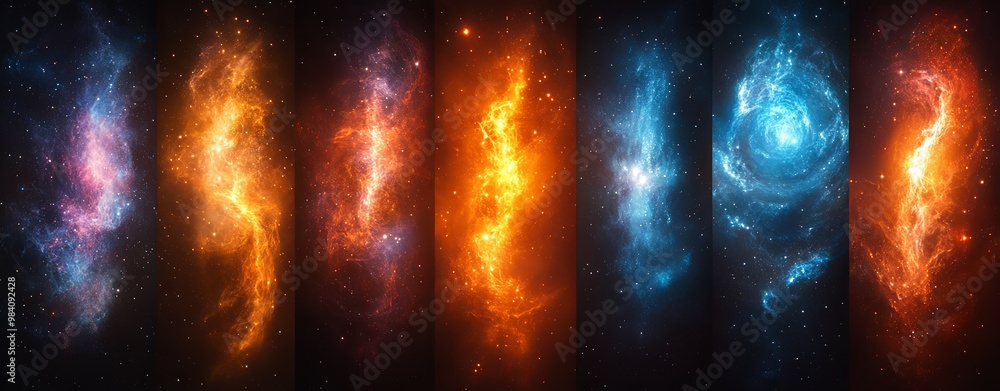 Sticker Colorful Cosmic Nebulae in Space Background