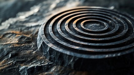 Naklejka premium A close-up of concentric circular patterns carved into a rocky surface.