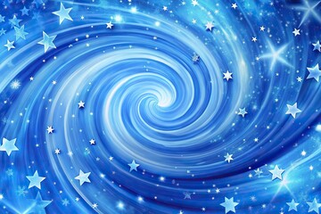 Obraz premium Background of blue swirl with white stars from high angle view