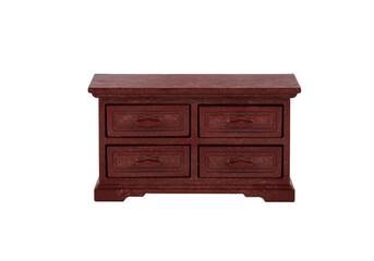 Brown toy dresser with drawers. PNG transparent. Concept of everyday elements and furniture