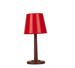 Brown and red toy lamp. PNG transparent. Concept of everyday elements and furniture