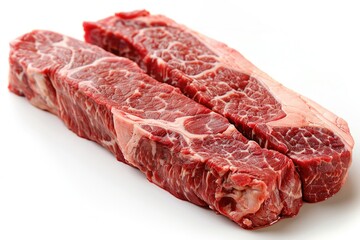 Obraz premium Beef Strip Loin. Marbled Sirloin Steak from Angus Beef, Aged and Ready for Barbecue