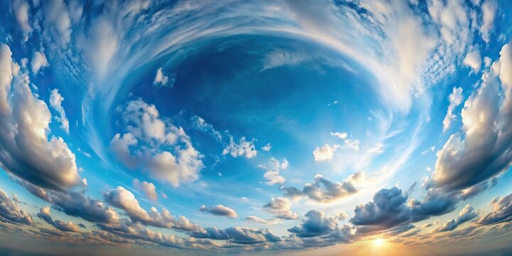 background of sky and clouds in pastel blue tones fisheye