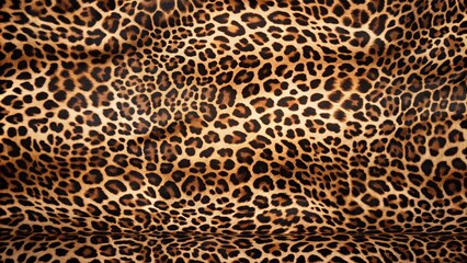 Background texture of striped leopard print fabric reflected in mirror