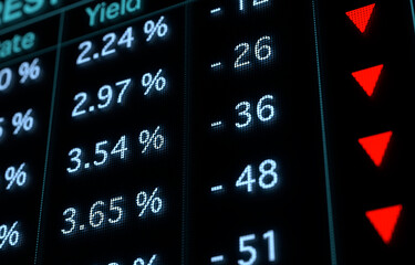 Interest rates moving down, rate cut. Lower interest rates for loans and savings accounts.