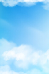 Sky Blue with clouds background,Vertical Vector Cartoon 3D Sky Cloudy Altostratus with Day light in Winter,Illustration banner for Spring, Summer spring in the morning.Backdrop Nature Landscape