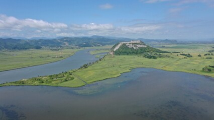 Mountain and river in eastern Russia