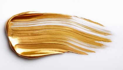 white gold oil brush stroke on white background