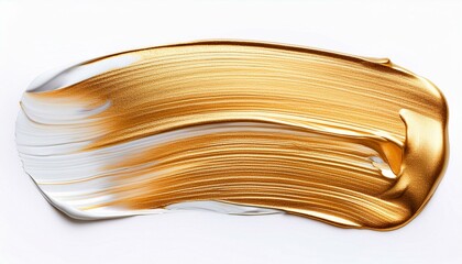 white gold oil brush stroke on white background