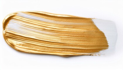 white gold oil brush stroke on white background