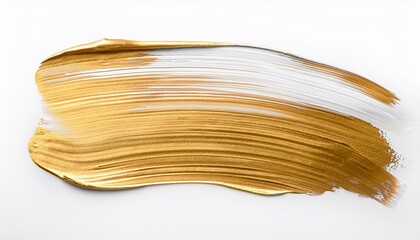 white gold oil brush stroke on white background