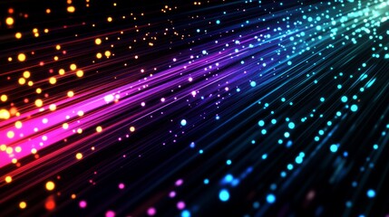 Naklejka premium Аbstract background with colorful bokeh defocused lights and stars. Futuristic technology background with speed lines and bokeh effect